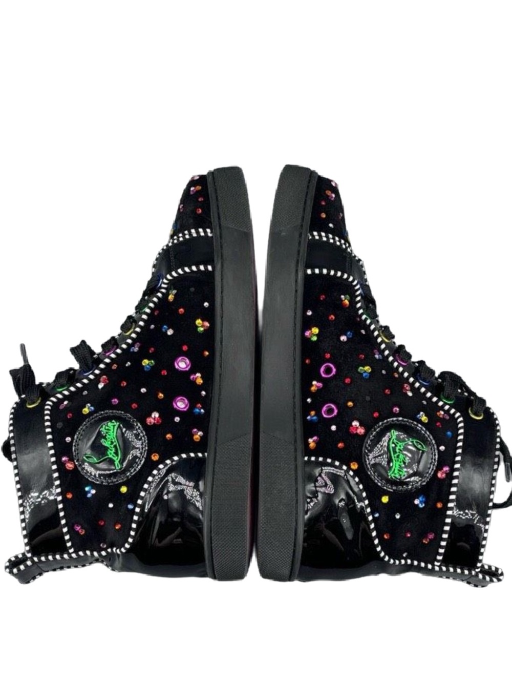 🛍️Christian Louboutin Authentic Louis Strass Swarovski Crystal Black High Tops